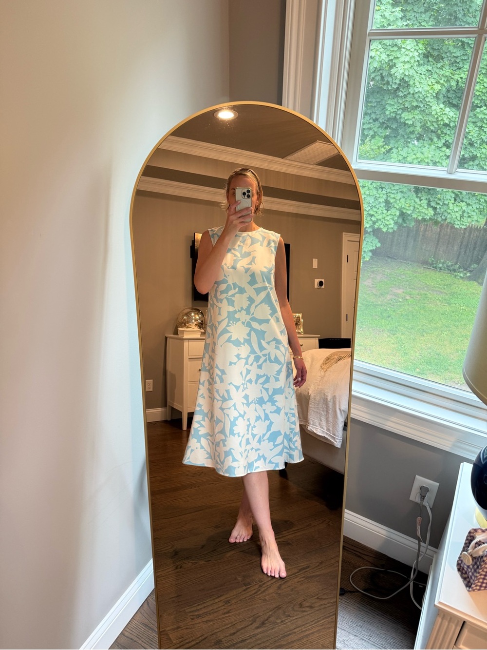 Molly Moorkamp Sleeveless Light Blue Floral Midi Dress - worn once